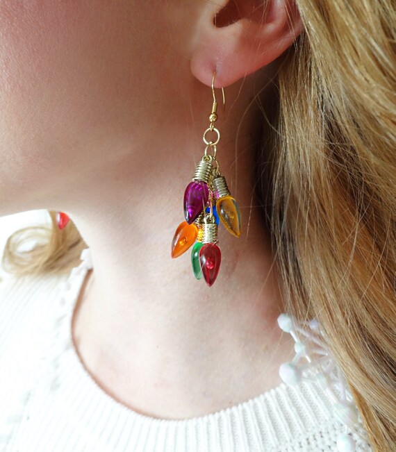 christmas earrings lights