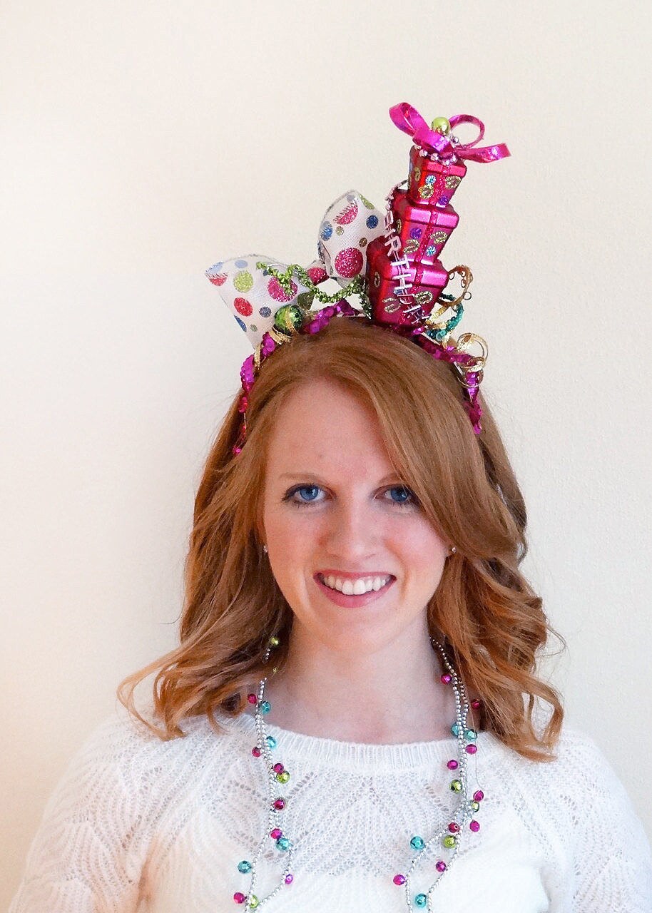 birthday headband adult adult party hats polka dot hair bow Etsy