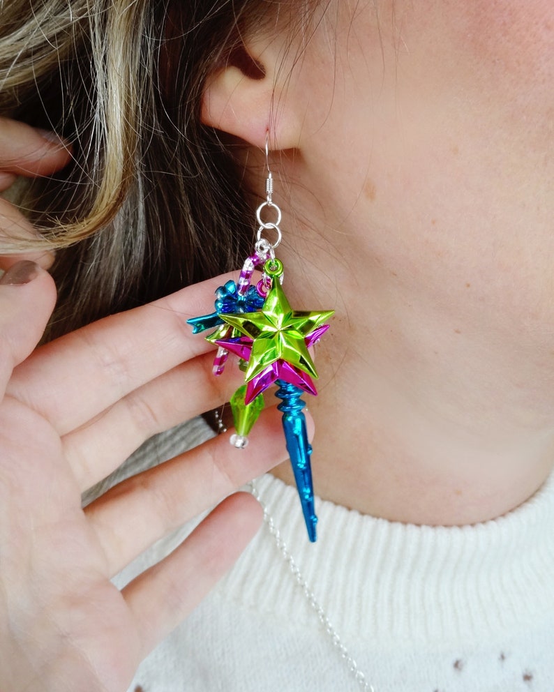 Christmas Earrings Dangle Tacky Christmas Earrings Ugly Etsy