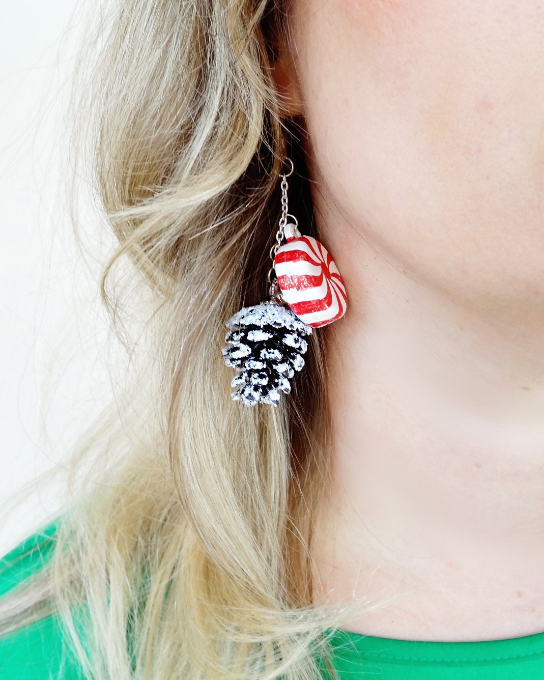 Christmas Earrings Dangle Pinecone Christmas Earrings Ugly Etsy India