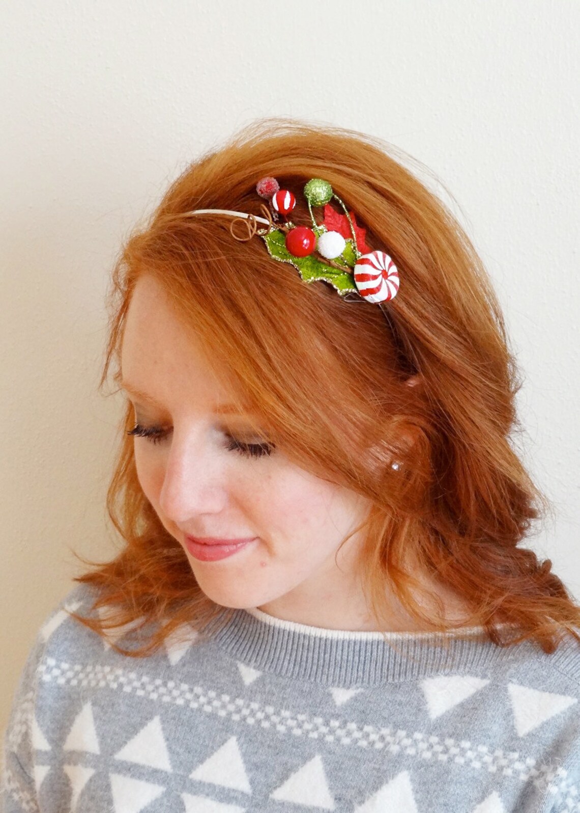 Christmas hair accessories peppermint headband ugly Etsy