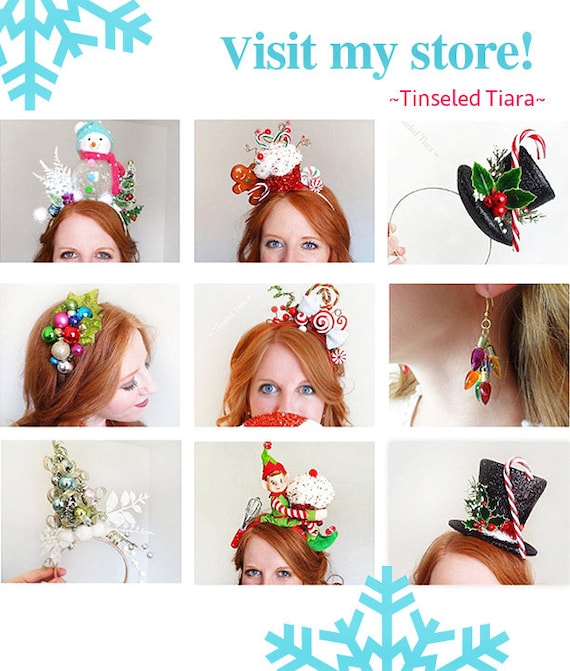 Christmas Mini Snowman Hat on Headband with Holly /& Berries Dec Fun Party Hat