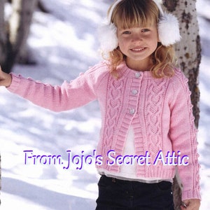 Girls Cardigan with cables DK yarn