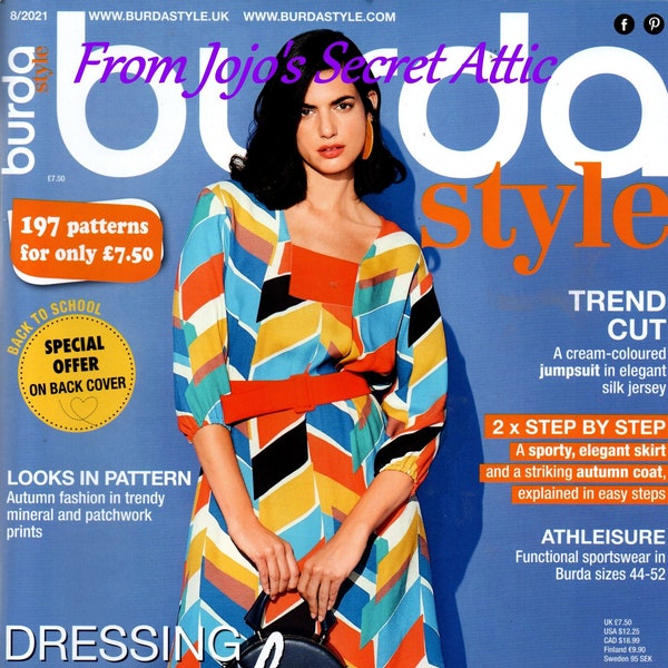 Burda Style Magazine août 08/2021 Nouveau avec 197 motifs non coupés