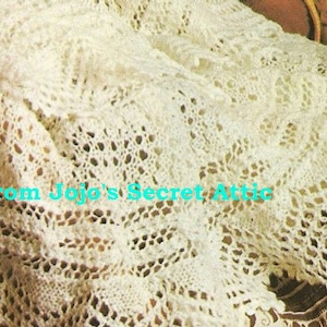 Beautiful Vintage knitting pattern to create an heirloom 2 Ply lace christening shawl
