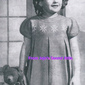Vintage Bestway 3 Ply Knitting Pattern Charming Dress with Flower in knitted Fair Isle fashion