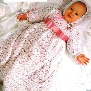 Vintage Strickanleitung Baby Taufkleid und Mütze
