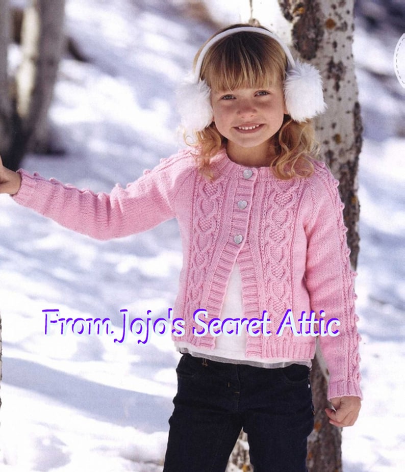 Girls Cardigan With Cables DK Yarn Etsy