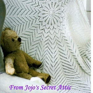 PDF Baby  Christening Shawl 4 PLY Knitting Pattern