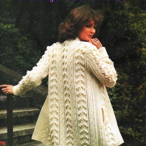 Aran Knitting Pattern Lady&#39;s edge to edge jacket