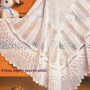 pdf heirloom pattern for christening shawl in 3ply yarn