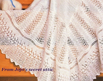pdf heirloom pattern for christening shawl in 3ply yarn