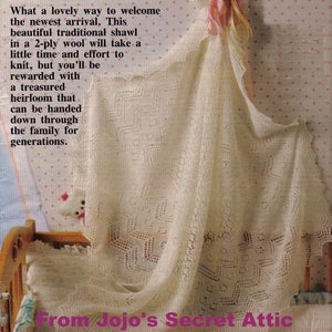 Christening Shawl Knitting Pattern 2 Ply Yarn to make an Heirloom to Treasure