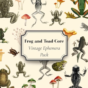 Frog and Toad-Core Ephemera Pack – 50 Vintage Printable Pages | Stickers, Postcards, Storybook, Ads, Labels, Junk Journal Kit | Download