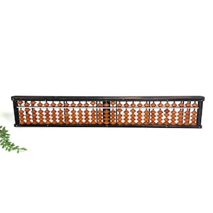Vintage Japanese Soroban Abacus – Wood & Bamboo 15-Rod Calculator – Mid-Century Counting Tool – 15.25” Long