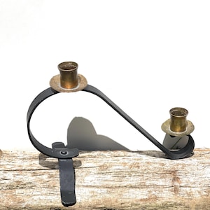 Vintage Iron & Brass Candle Holder – Gothic Taper Candle Stand – Rustic Decor