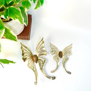 Vintage messing en hout vlindermuurkunst - MCM Boho Decor
