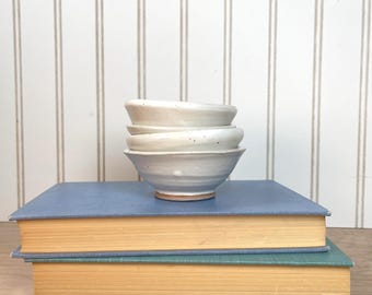 A. Deluca Hand Thrown Pottery Bowls Set, White Ceramic Prep Serving Bowls