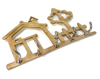 Vintage Brass Wall Hook Rack | House & Tree Design, 5 Hooks
