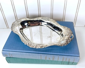 Vintage Silver Plated Vanity Tray | Floral Ornate Dresser Decor