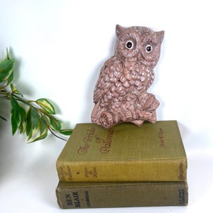 Vintage 1993 Owl Wall Hanging – MK Signed Ceramic Owl, 7” Handpainted Wall Decor, Brown Textured Pottery