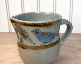 Mexican Pottery Creamer, Bird Design, Signed Mexico
