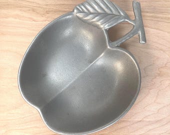 Vintage Pewtarex Apple Shaped Pewter Dish, Olde Country Reproduction York PA, Rustic Trinket Tray