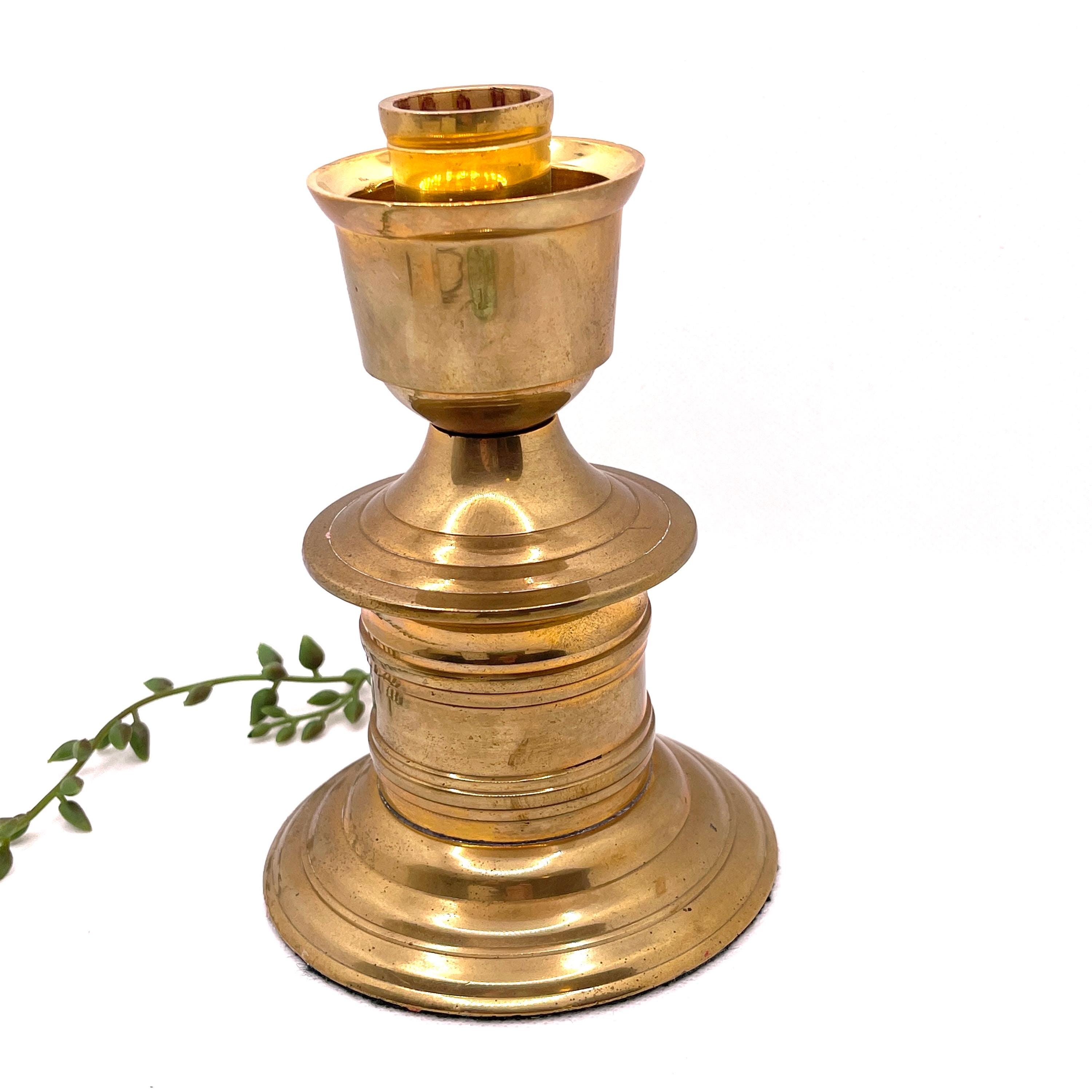 Vintage Solid Brass Candlestick Holder by IHI – 5.25” Tall Taper Candle Holder – Heavy Brass Decor – Classic Mantel or Table Accent