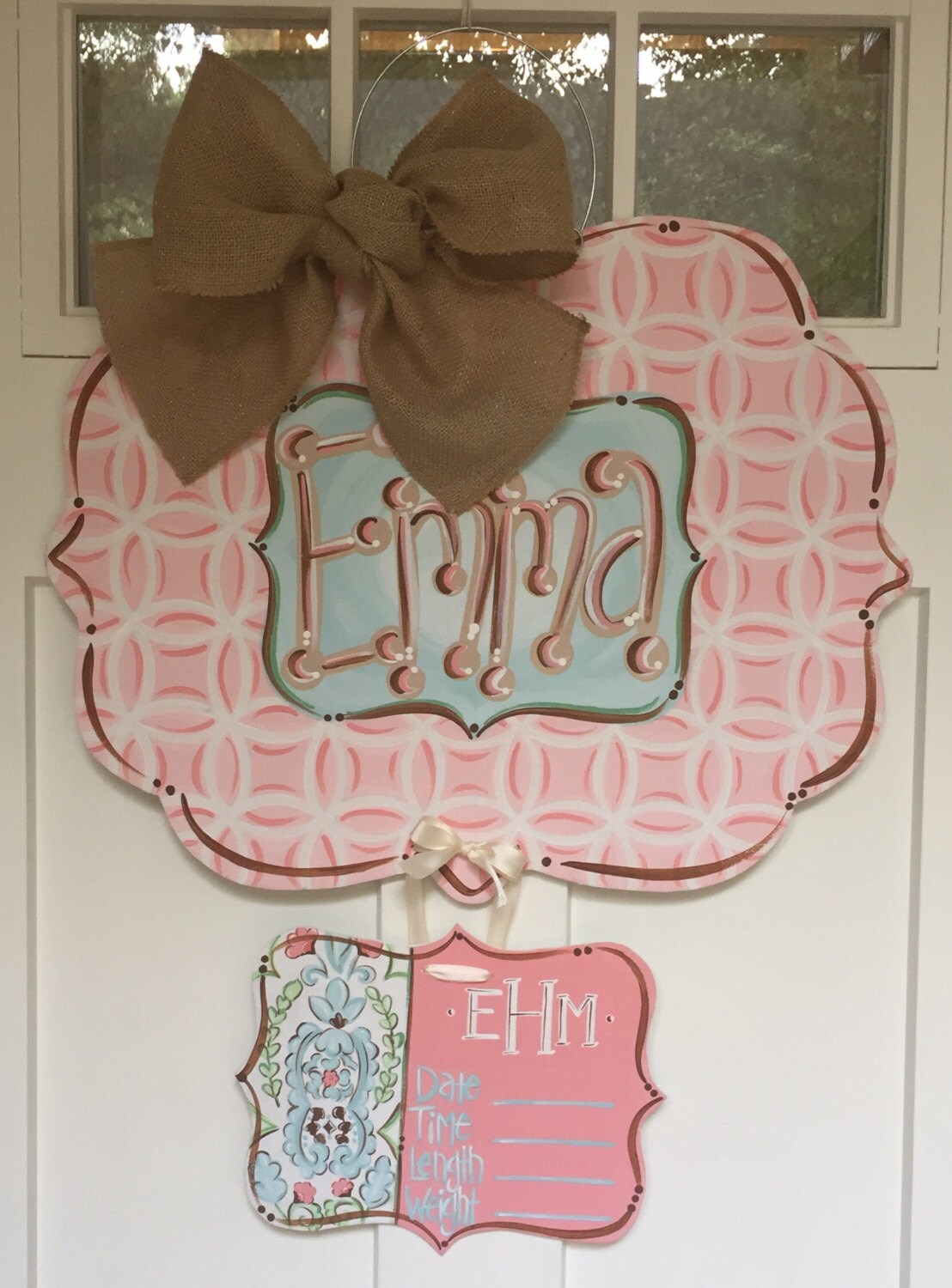 Baby Girl Hospital Door Hanger Wooden Nursery Door Hanger Etsy