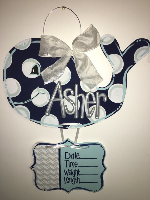 Whale Hospital Door Hanger Wooden Door Hanger Etsy