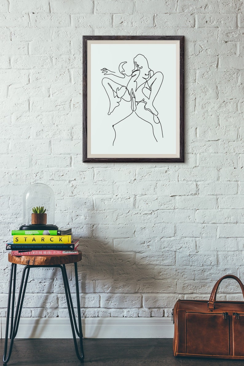 Erotic Passionate Line Drawing Of A Couple Art Print Sexy Etsy Australia