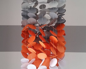 Paper Mobile gray, orange and white. Boys room. Nursery. Decoration for children's rooms. Decorative paper mobile.