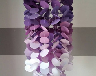 Mobile paper in shades of purple. girl's room. Nursery. Decoration for children's rooms. Mobile decorative paper