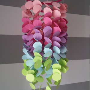 Pastel Rainbow Paper Mobile. Decoration for children's rooms. Baby girl nursery. Mobile decorative paper image 3