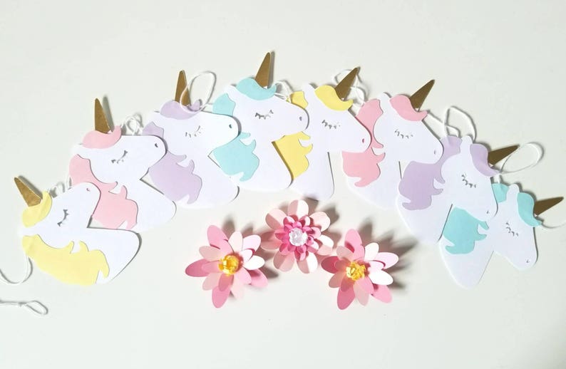 Colorful Unicorn Decoration Garland Made in Paper Etsy