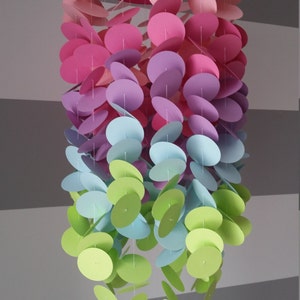 Pastel Rainbow Paper Mobile. Decoration for children's rooms. Baby girl nursery. Mobile decorative paper image 2