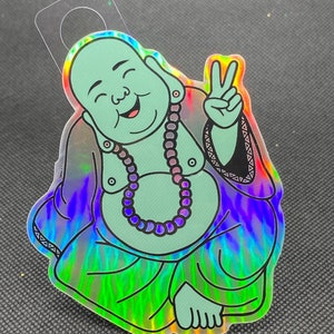 Holographic Fat Laughing Buddha  Vinyl Sticker Decal for Car, Laptop, Water Bottle Stickers