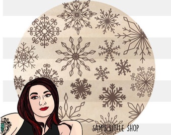 Snowflake Engraving file - Laser File Backers - Samantha's Doodles Snowflake Patterned Sign Backer SVG Set