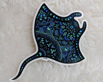 Sting Ray Manta Ray Doodle Vinyl Sticker Decal for Car, Laptop, Water Bottle