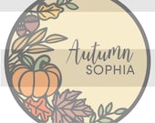 Autumn Fall Pumpkin Wreath SVG - Cute Hand-Drawn Fall Leaves SVG FILE for Laser Cut Signs - Personal and Commercial Use License Included