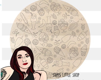 Ice Cream Doodle SVG File: Laser Cut Sign (Digital Download)