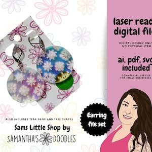 Engraved Snowflake Earring Bundle SVG Set | Winter Earring Laser Files | Engraved Snowflake Pattern SVG | Snow Earrings Holiday SVG