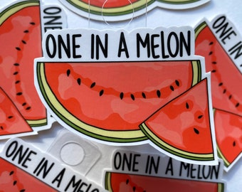 One in a Melon Watermelon Waterproof Vinyl Sticker - 2.3” x 3.3”
