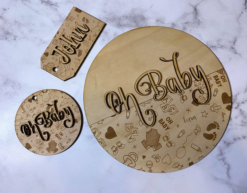 Baby Shower Gift Tags Oh Baby Doodle Engraving Pattern File Bundle Laser Engraving Files New Baby Doodle Engraving Pattern