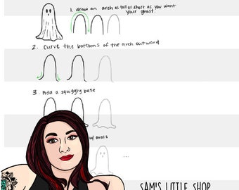 Cute Ghosts- Fall Doodle Worksheet - Samantha's Doodles Printable Halloween Workbook (WORKSHEET ONLY, no svg included)