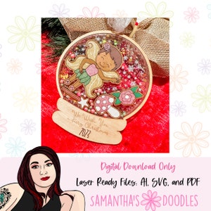 Snowglobe Shaker Ornament SVG-bestand - thema fantastische feeën - Shaker kerstboomversieringen - kerstversiering schattig - DIGITAAL BESTAND