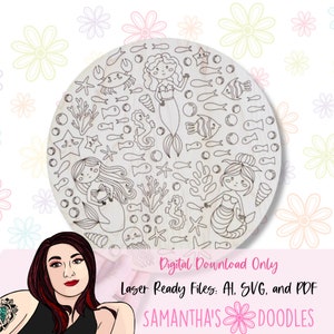Mermaid Magic Scoring Laser File Backer Bundle | Laser Cut Files | Fantasy Laser Files Sign Backers | Kid&#39;s Room Décor Laser Files | SVG