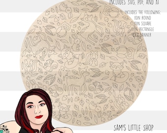 Woodland Animals Doodle Scoring SVG Laser Files (Digital Download)