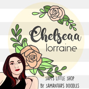 Chelseaa Rose Pairing Flower Doodle SVG - Hand-Drawn Flower SVG FILE for Laser Cut Nursery Round Signs