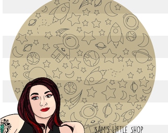 Nicht von dieser Welt Astronaut Scoring Doodle Pattern - Laserschneiden Untersetzer - Scoring Designs Laserschneiden - Samantha's Doodles